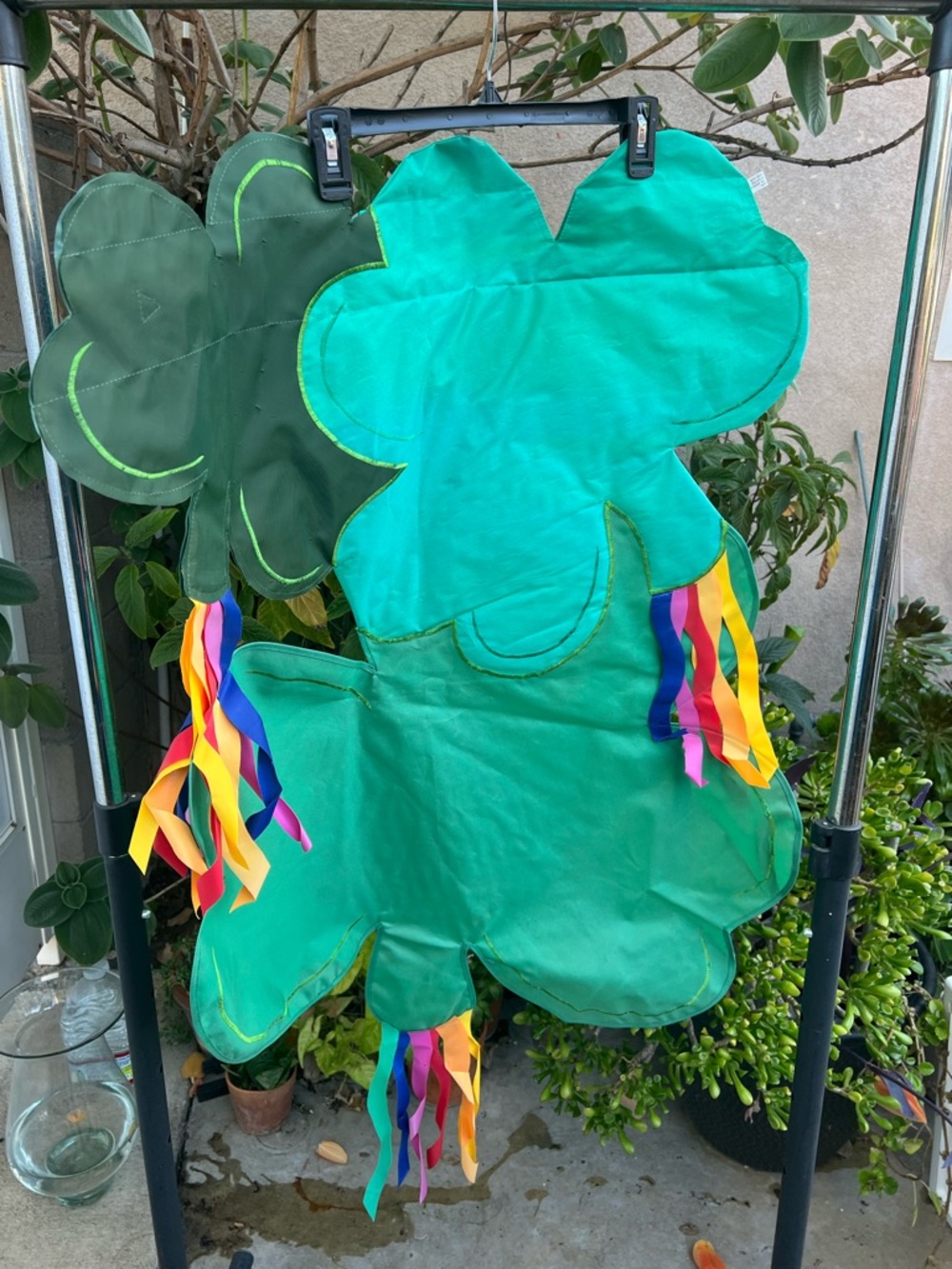 Kids Shamrock Costume with Rainbow Streamers - Green